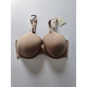 Calvin Klein Lightly Lined Bralette Women 36DDD Tan Logo Strap Underwire Bra